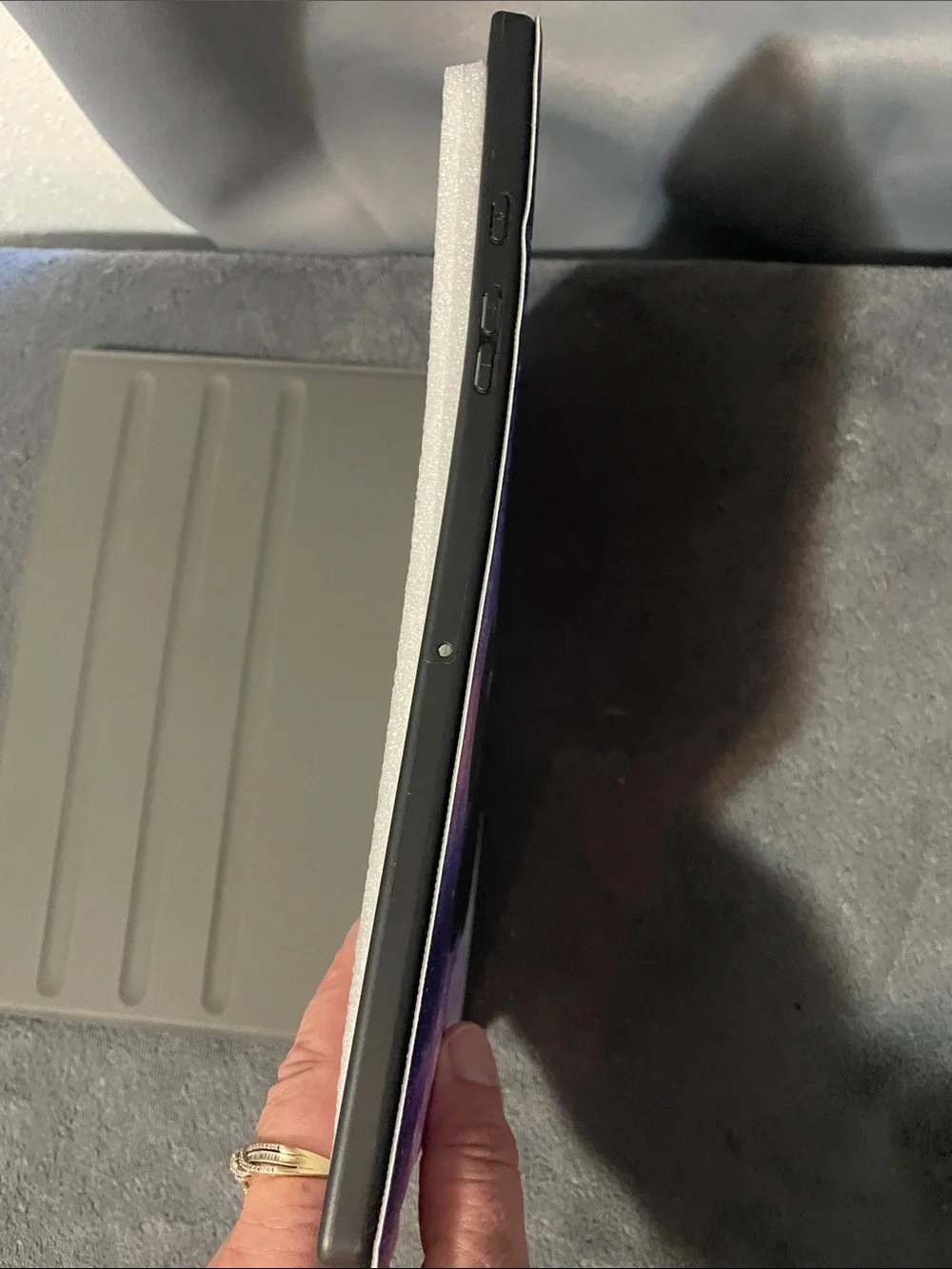 Galaxy Paw Print Tablet Cover - Black Paw on Purple Blue Gradient